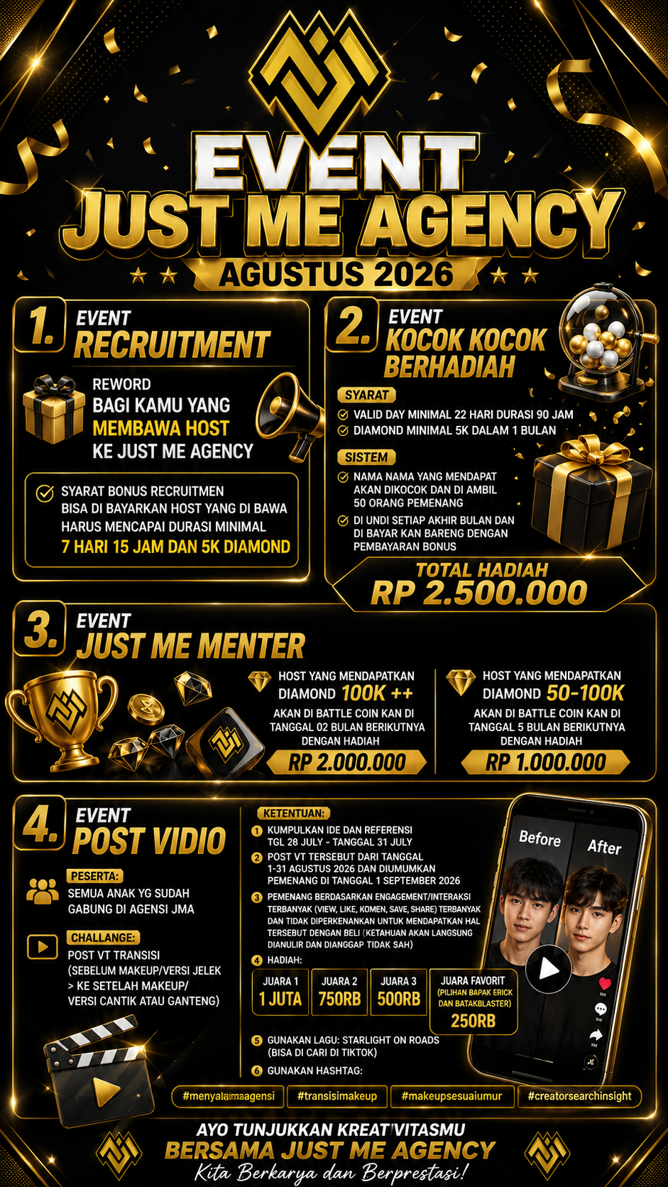 EVENT JUST ME AGENCY AGUSTUS 2026