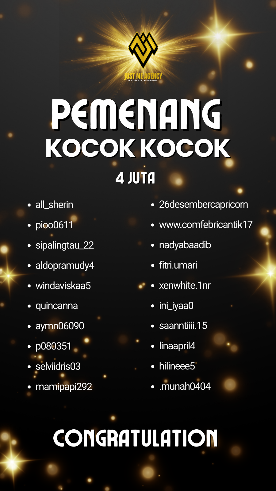 PEMENANG EVENT KOCOK KOCOK 4 JUTA DESEMBER 2025